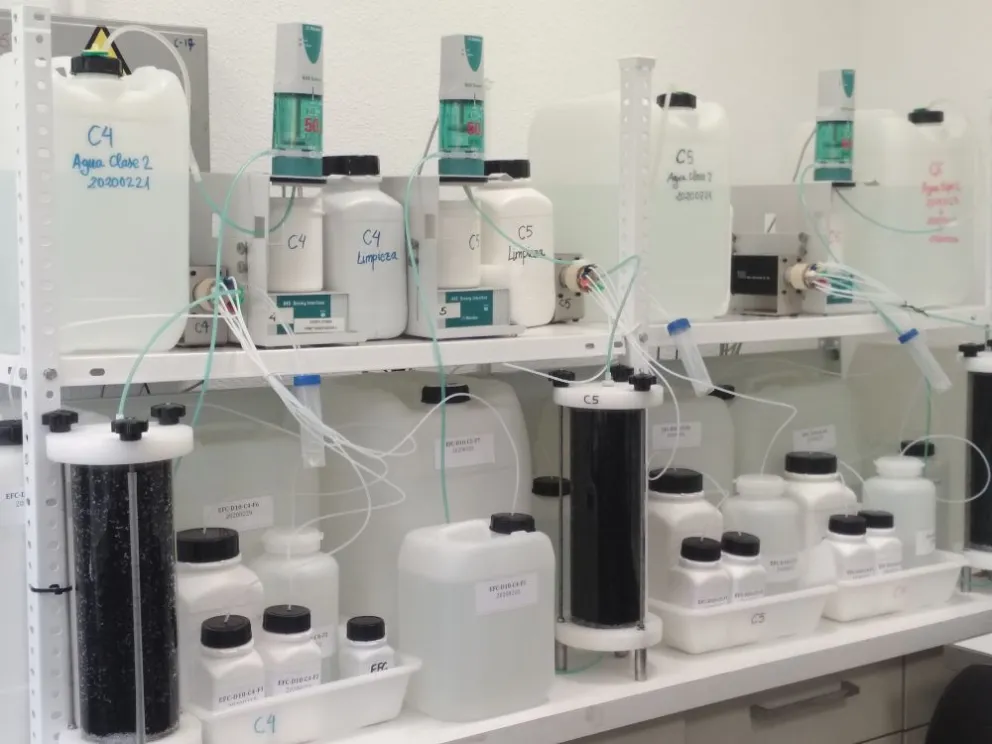 Ensayo de lixiviación en columna