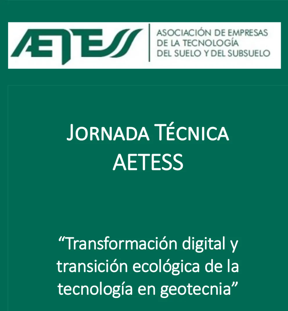 Portada folleto jornada AETESS Transformación digital y transición ecológica de la tecnología en geotecnia