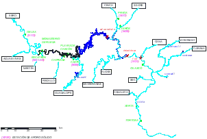 Esquema de la zona de estudio del río Ebro