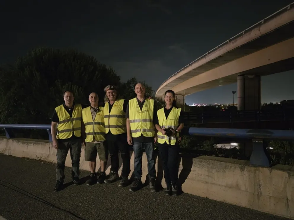 Técnicos del LCEYM en el ensayo dinámico para la Dirección General de Carreteras