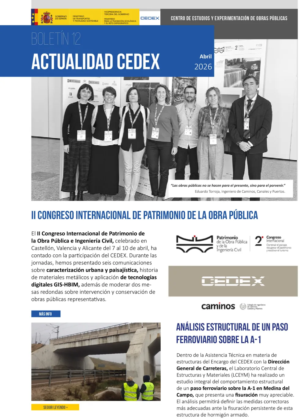 Portada Boletín Actualidad CEDEX - Abril 2026
