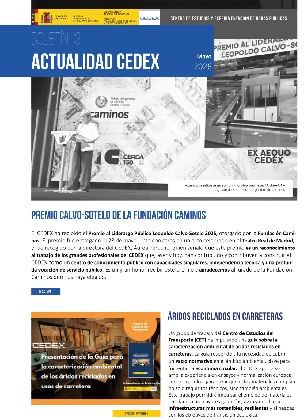 Portada Boletín Actualidad CEDEX - Mayo 2026