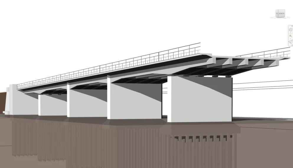 Vista del modelo virtual del puente de El Pardo de Carlos Fernández Casado perteneciente a la Colección de Modelos 3D de CEHOPU