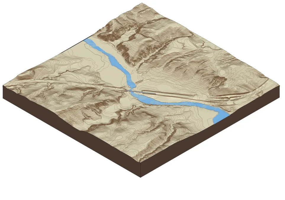 Vista del entorno virtual del puente de Villaviciosa de Odón de Carlos Fernández Casado perteneciente a la Colección de Modelos 3D de CEHOPU
