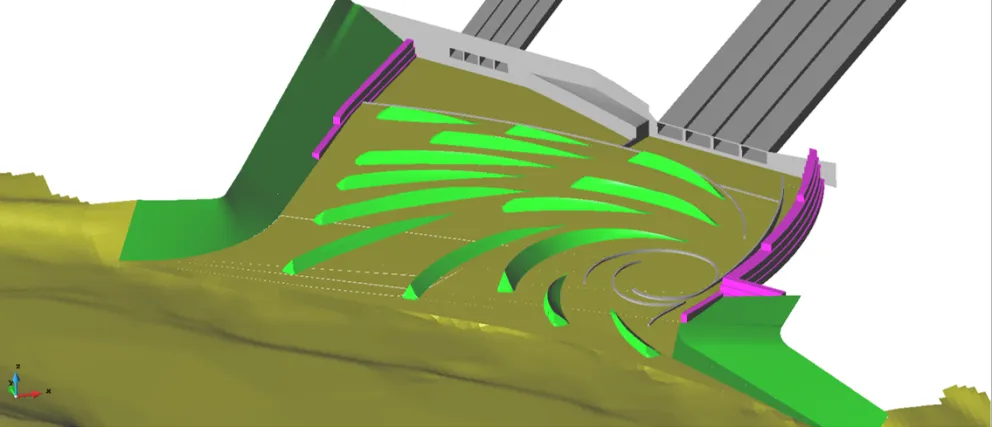 Aliviadero y arroyo de La Gavia. Espiral- Modelo 3D.