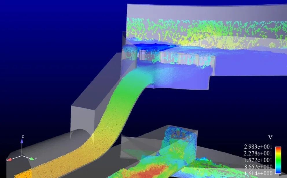 Imagen de ordenador con una simulación de un desagüe realizada con modelos matemáticos