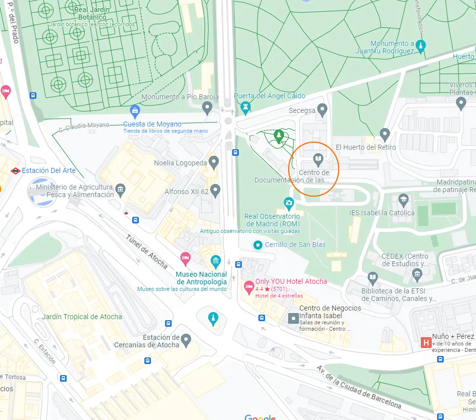 Plano de ubicación de la Secretaría del CEDEX