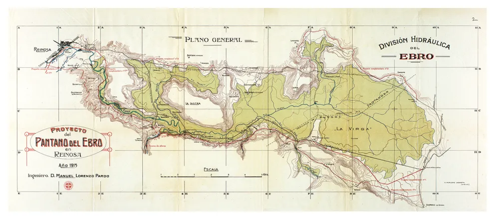 Plano del Proyecto del Pantano del Ebro en Reinosa de Manuel Lorenzo Pardo