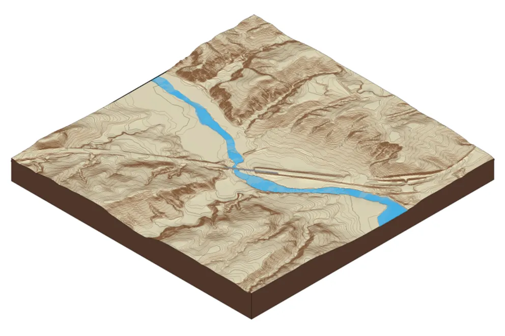 Vista del entorno virtual del puente de Villaviciosa de Odón de Carlos Fernández Casado perteneciente a la Colección de Modelos 3D de CEHOPU
