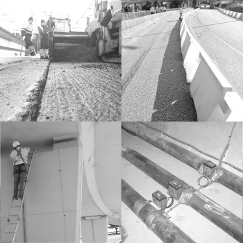 Mezcla de imágenes que representa los encargos que el CEDEX tiene con la Dirección General de Carreteras