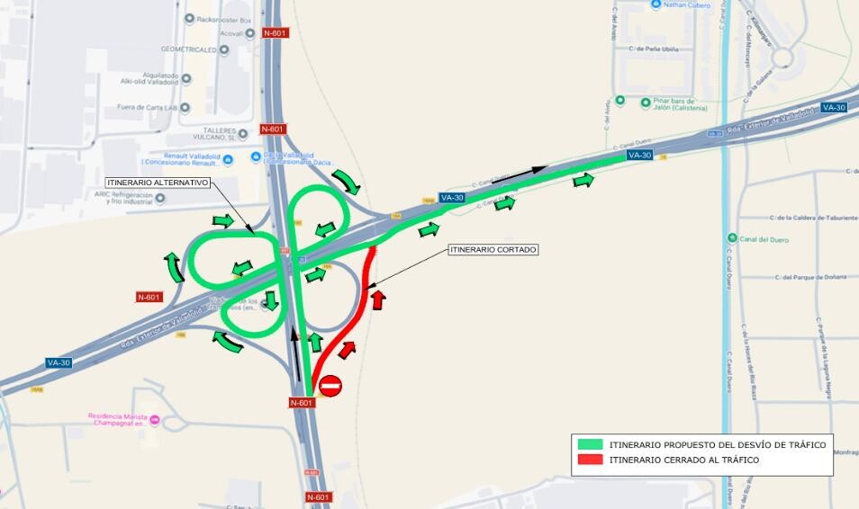 Itinerarios alternativos propuestos para evitar las afectaciones al tráfico provocadas por las obras
